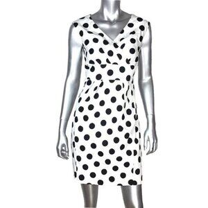 Helene Berman London White Black Polka Dot Sleeveless Dress 6